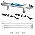 UV Water Filter Sterilizer Whole House Purifier System 110W Ultraviolet Light Lamp, 110V, 24GPM Flow Rate, 1 inch NPT Inlet Outlet Purification by Bluonics