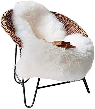 Cumay Faux lambskin sheepskin rug (23.6 x 35.4inch (W) x (L)), lambskin imitation rug, longhair fur, Leather Polyester, Faux Fleece Chair Cover Seat Pad Soft Fluffy Shaggy Area Rugs (white)