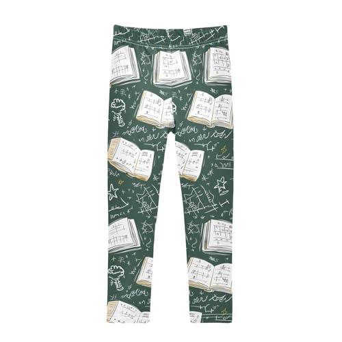 ALAZA Girls' Leggings Children's Yoga Pants Skinny Printed Dance Book Mathematics Blackboard Comfortable 4T