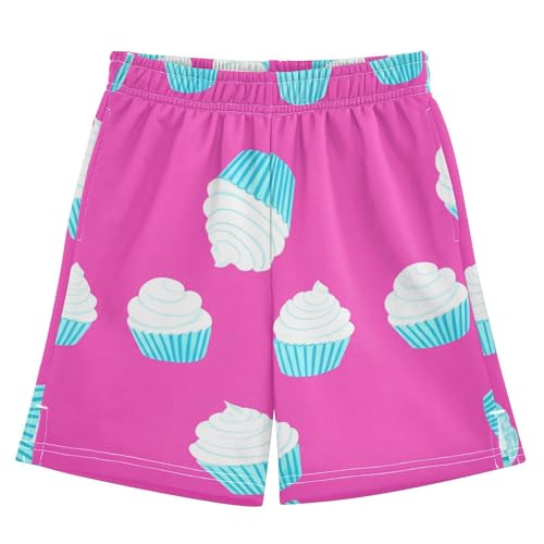 J JOYSAY Cupcake Blue Stripe Magenta Boys Athletic Shorts Kids Youth Casual Shotrs with Pockets Elastic Waistband