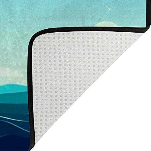 Tapis de grande taille en microfibres de corail bleu pour salon
