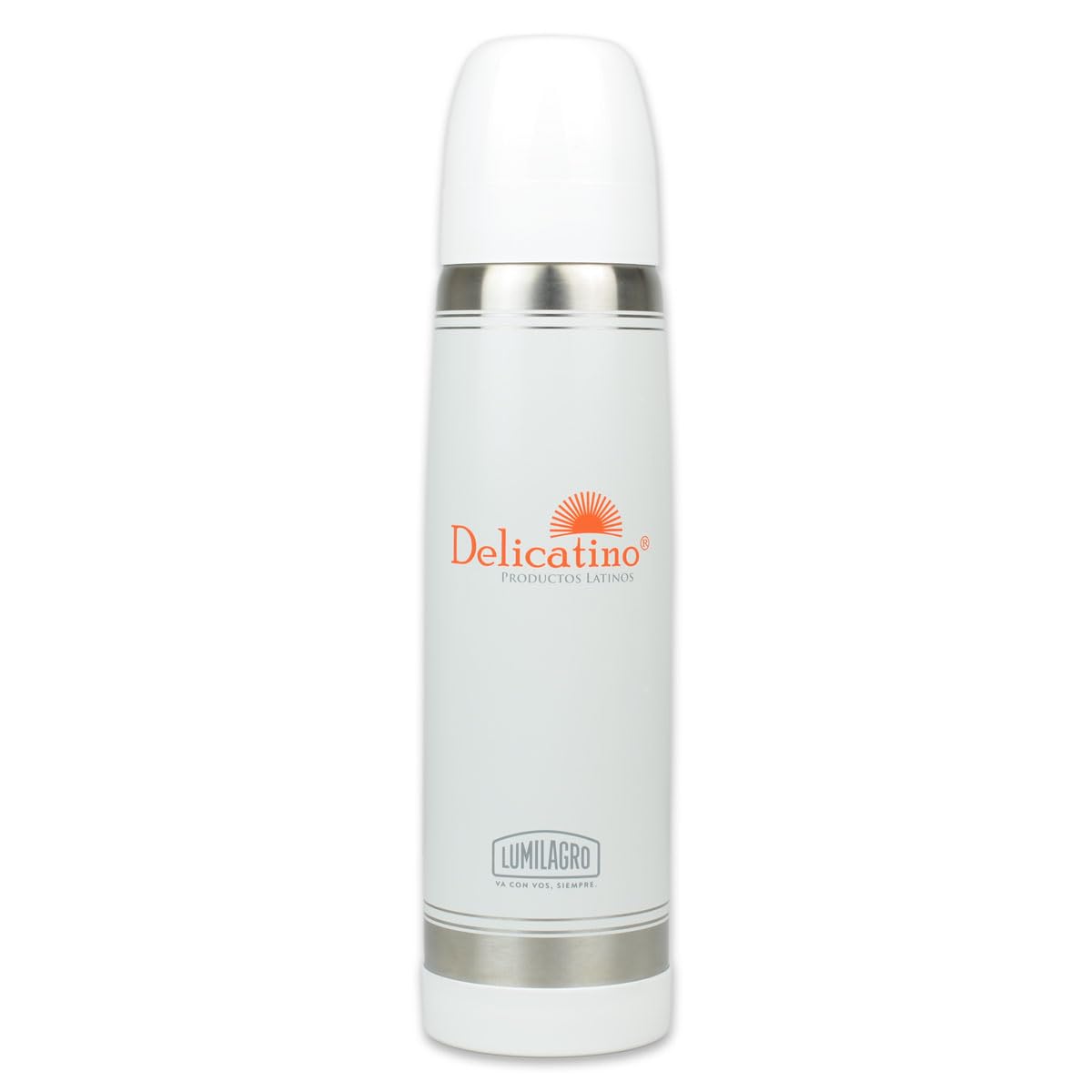 Termo para Mate Lumilux de Acero Inoxidable (1L) - Doble Pared al Vacío con Pico Cebador Antigoteo - Color Blanco - Libre de BPA