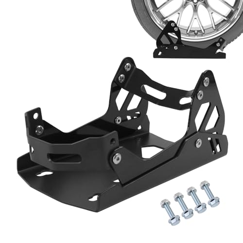 Baohatsu バイク用 ホイールチョック 20-53cm対応 輸送用 フロントタイヤスタンド 折りたたみ式 セルフロック機能 左右揺れ防止 取付簡単 鉄製 黒