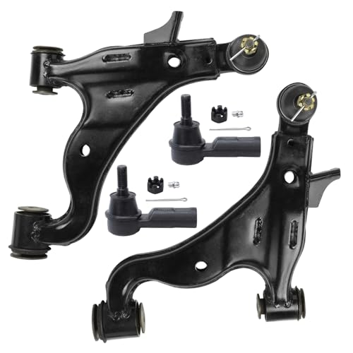 Image of Detroit Axle - RWD Front Control Arms Kit for 2005-2015 Toyota Tacoma, 2006 2007 2008 2009 2010 2011 2012 2013 2014 Lower Control Arms with Ball Joint Outer Tie Rods Replacement