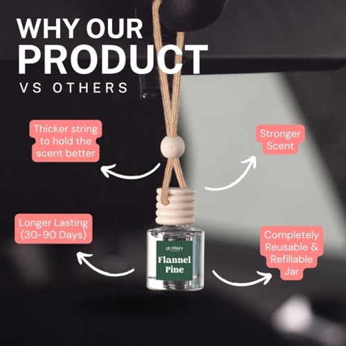 Image of C&E Craft Co Hanging Car Air Freshener Diffuser 2 Pack, Long Lasting Fragrance Oil Car Freshener, Glass Bottle Auto Air Freshener, Made in USA (Flannel Pine)