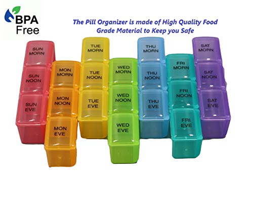 Deeper And Larger Compartments Daily Pill Organizer Am Pm Medicine Pill Box, 7-Day Weekly Holder -Zzteck Pu Leather Travel Case Day Night Large Medication Reminder Dispenser Vitamin Holder Container #TOP2