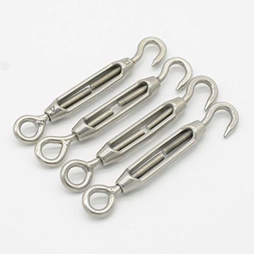 M4 Stainless Steel 304 Hook & Eye Turnbuckle Wire Rope Tension Pack of 4