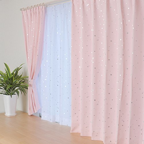 �C���e���[�� �L���L�� �J�[�e�� �`�Ԉ�����H���E�H�V���u�� (��100cm×��178cm 2���g, �s���N�i��Ռ��j)