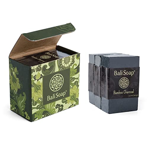 Bali Soap - Bamboo Charcoal Natural Soap - Bar Soap For Men & Women - Bath, Body And Face Soap - Vegan, Handmade, Exfoliating Soap - 3 Pack, 3.5 Oz Each #TOP1