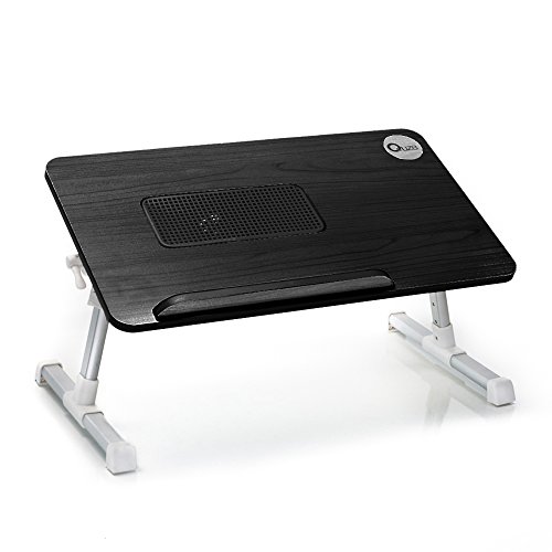 Quze Adjustable Wooden Laptop Desk Notebook Computer Stand with Built in Cooling Fan Portable, Foldable Lap Desk