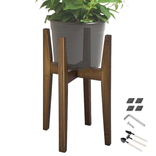 Soporte ajustable para plantas de interior, soporte para macetas, tipo de suelo, soporte de flores de bambú en cruz, soporte para flores de esquina, soporte estable para plantas de interior y