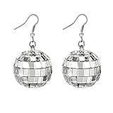 1 Paar Discokugel Ohrringe,Silber 70er Disco Ball Earrings Thema Party Diskokugel Ohrringe Mädchen Schmuck Accessoires Outfit Damen Discokugel Accessoires Discokugel kostüm-ostergeschenke,osterdeko