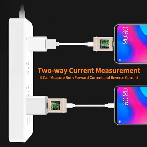 Image of USB C Power Meter Tester, Multimeter 4.5-50V 0-12A Two-Way Measurement Gravity Sensor Voltage Current Capacity Amp Volt Voltmeter Ammeter Digital Tester for Chargers Power Bank Cable Copper