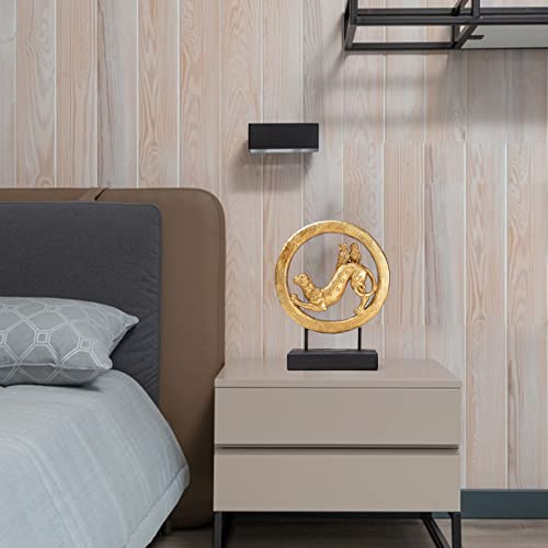 Brabud Leopard And Owls Statue Resin Gold Leopard Running In Ring With Base Figurine Animal Lover Collectible, Decorable For Living Room Bedroom Study Room Shop Office 11.4In (H) Tqgjbs340 #TOP7