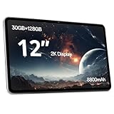 SVITOO 12 Inch Android 16 Tablet with Gemini AI, 2K FHD (2000×1200) Display, 30GB RAM (6GB + 24GB Virtual) + 128GB ROM, Octa-Core, 8800mAh Battery, WiFi 2.4G/5G, BT 5.0, GPS