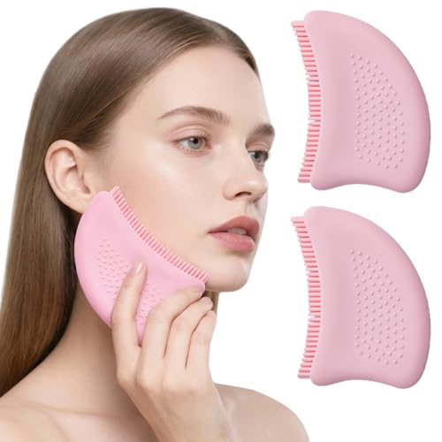 Cepillo facial de contorno linfático, herramienta de masaje facial de silicona de 2 piezas para hinchazón y relajación, cepillo diario para el cuidado de la cara y el cuello para la piel