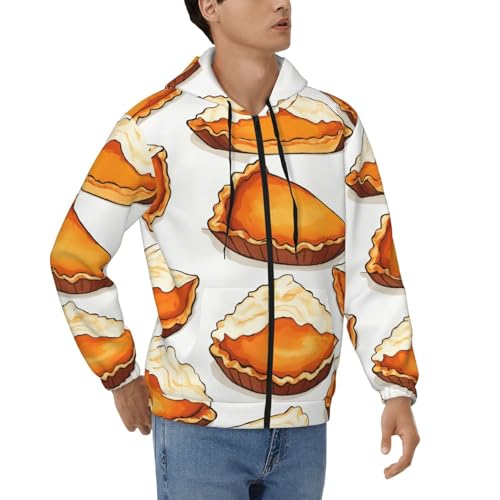 Sweat à capuche décontracté zippé pour homme avec motif nourriture originale