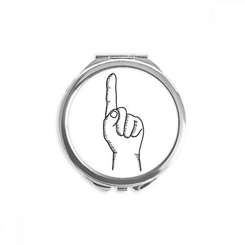 Miroir rond maquillage de poche portable à la main dessin de ligne multicolore