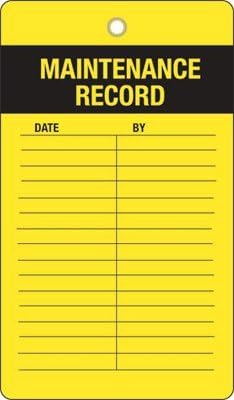 SmartSign 2 Sided Maintenance Record Tag | 3.25" x 6" Vinyl, Pack of 25, Made in USA
