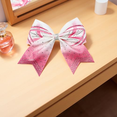 Lazos de animadora con diamantes de imitación brillantes de 8" 5