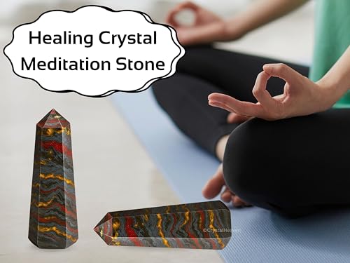 Image of Crystal Heaven Iron Tiger Eye Crystal Tower Obelisk Point For Chakra, Healing And Balancing - Aaa Grade Original Certified Gemstone Agate For Reiki Meditation Yoga Spiritual (3-4 Inches)