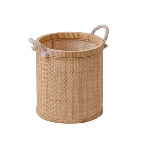 Panier à linge en rotin avec poignées tressées et grande capacité