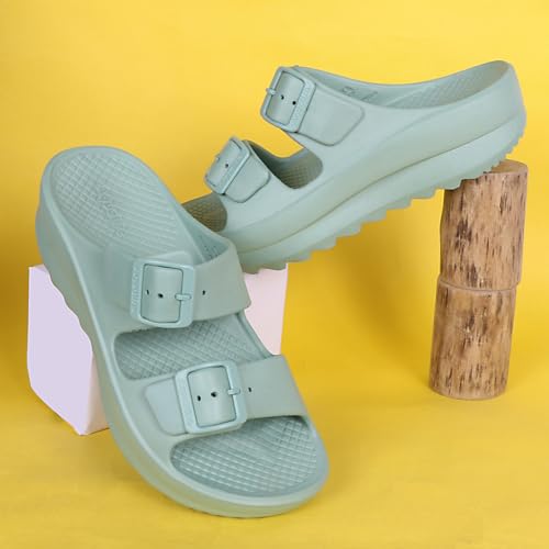 Image of Aqualite Women's Slides Slippers - Slip-On Flat Base Flipflop Lightweight, Anti-Skid & All-Day Comfort | Casual Home & Outdoor Sandals for Women