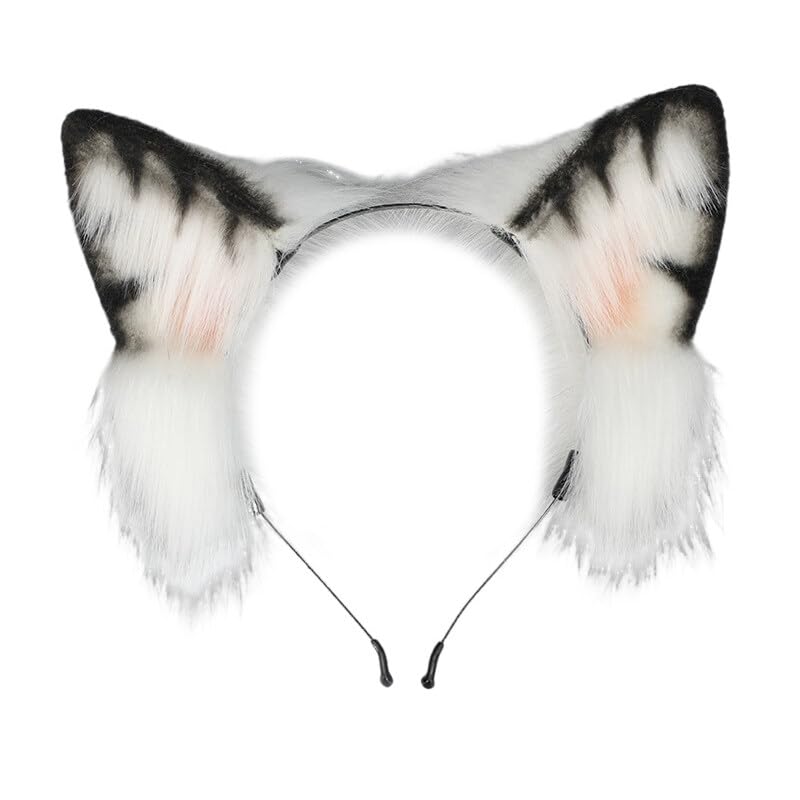 Juego de sombreros de cola de zorro sintético, diademas falsas de cola de gato, tocado de gato, guantes de pata, accesorios para disfraz de cosplay, Cinta para cabeza, Medium