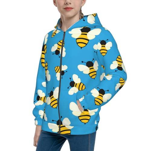 Flying Bees Kid Hoodies Boys Zip Up Sweatshirts Girls Pullover with Pocket