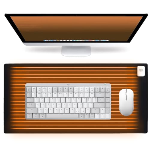 Tapis de Souris Chauffant, Tapis de Souris Chauffant Intelligent, 40x90cm Tapis de Bureau Chauffant- Étanche-avec Niveaux de Chauffage de 30 à 60 °C- Arrêt...