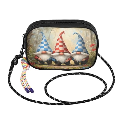 STAYTOP Three Cute Gnomes Small Crossbody Bag Cellphone Purse Wallet for Women & Men,Mini Travel Purse-Three Cute Gnomes2