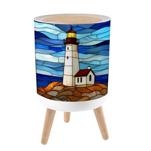 Caneca de basura pequeña con tapa y pie 7L