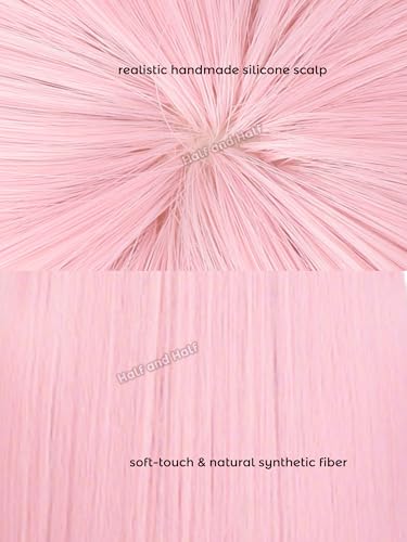 Image of Mado-ka Cosplay Wig 37.4'' Long Pink Anime Ponytail Wig with Bangs | Dark Pink Twin Tails Pigtails Wigs for Women Halloween Party Costumes