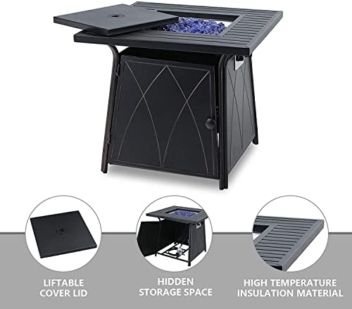 Phi Villa 7-Piece Patio Furniture Set With Fire Pit Table Outdoor Rattan Sectional Sofa Set Wicker Patio Conversation Sets W/Csa Approved 28 Inch 50,000 Btu Propane Gas Fire Pit Table & Coffee Table #TOP5