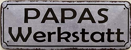 Deko7 Tin Sign 27 x 10 cm Papas Workshop