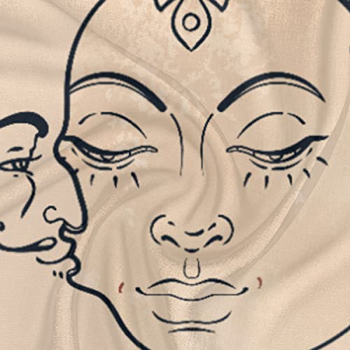 Sun Moon Art Square Silk Hair Scarf for Women, Lightweight Summer Head Scarf for Girls Wedding Travel Yoga Handkerchief Shawl Sunscreen Scarves Hair Accessories 23.6 Inches3