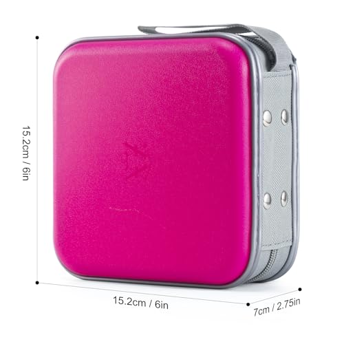 alavisxf xx CD Case, 48 Capacity Hard Plastic Portable Travel DVD Case Protective Zipper CD Case Holder Car Storage Wallet Bag (Hot Pink, 48 Capacity)