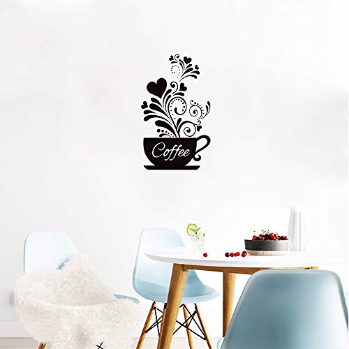 Sitake Coffee Cup and Floral Wall Decor Sticker, Black Kitchen Sign for Bar and Station, 11.8 x 18.9 Inches - Image 9