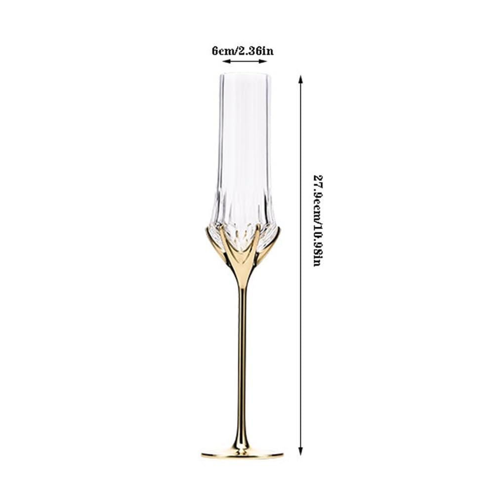 Flûtes à champagne Flûtes à champagne à pied doré, 2 flûtes à champagne en cristal d'une capacité de 140 ml for les anniversaires de mariage Verres à champagne