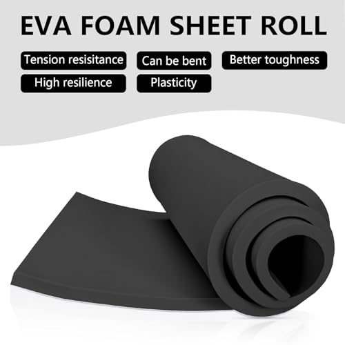 Image of 15mm Thick Black Eva Foam Cosplay Sheets roll, 13.9 inch x 39 inch Premium eva Craft Foam for Cosplay Costume by MEARCOOH