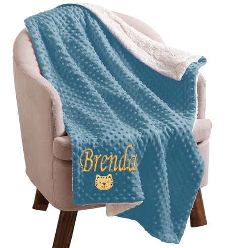 Caixiabeauty Couverture Bebe Personnalisée Prénom,Couverture Enfant Maternelle Sieste,Plaid Enfant Personnalisé avec Noms pour Garçon Fille,Cadeau Naissance...