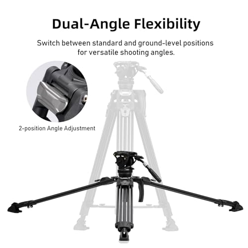 Cayer FA310H Video Camera Tripod with One Step Leg Locks and SP10 Ground Spreader