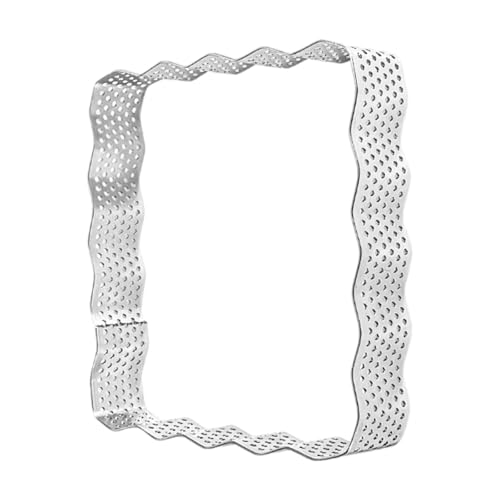 KESOTO Anello per Torte Quadrato Stampo per Mousse Fascia per Crostate Utensile per Pasticceria in Acciaio Inossidabile Microforato Adatto per Dolci Frances, 10,5 cm x 2 cm