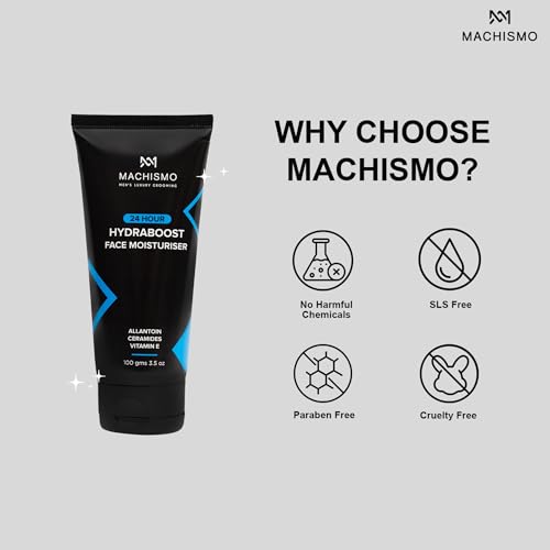 Image of Machismo 24 Hour Hydraboost Face Moisturizer | Oil-Free, Daily Hydration With Ceramide, Vitamin E, Lightweight, Non-Sticky, Nourishing, Fast Absorbing