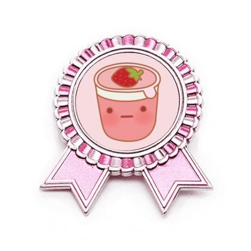 Broche fraise en métal rose taille M bijou de veste Facial Expression
