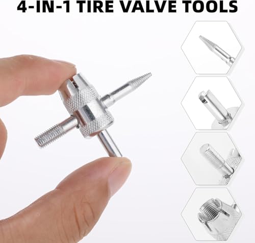 Image of WILLIBEE 4-Way Tire Valve Core Removal Tool | Tyre Valve Stem Remover Puller & Core Wrench | Tire Stem Removal Tool for Car, Bike, Bicycle (Pack of 2)