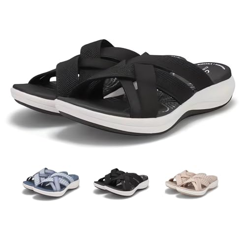 Orthopedic Slides for Women Wide Width Recovery Sandals Plantar Fasciitis Shoes Arch Support Shoes for Women Damping Sole Upgradation Stretch Lightweight Orthopedic Sandals Summer Slippers