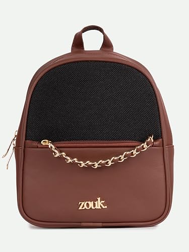 Image of ZOUK Mayra Mini Daypack | Stylish Vegan Leather Backpack for Women with Water-Resistant Lining | Handcrafted Small Day Bag with Gold Zip & Adjustable Straps |