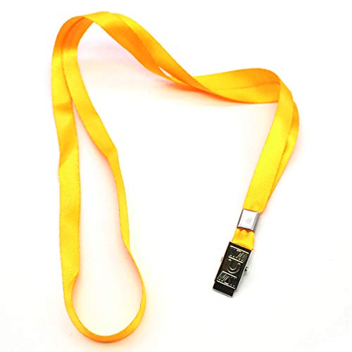 Bird Fiy 50 Pcs Nylon Cord Lanyard Bulldog Clip Deluxe Neck Lanyard For Id Cards/Badges (Yellow) #TOP2