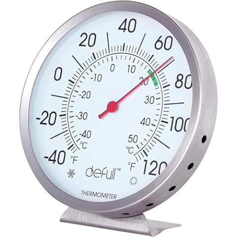 Stainless Steel 5 inch Indoor Outdoor Thermometer Temperature Gauge Indicator Indoor Thermometer with Mounting Bracket for Home,Garden,Patio,Office,Baby Room Cover